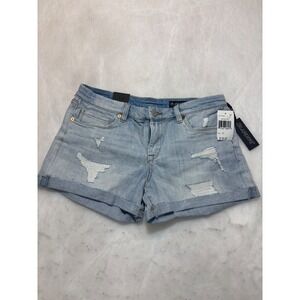 BLANKNYC The Fulton Distressed Denim Roll Cuff Shorts Size 28 Light Wash